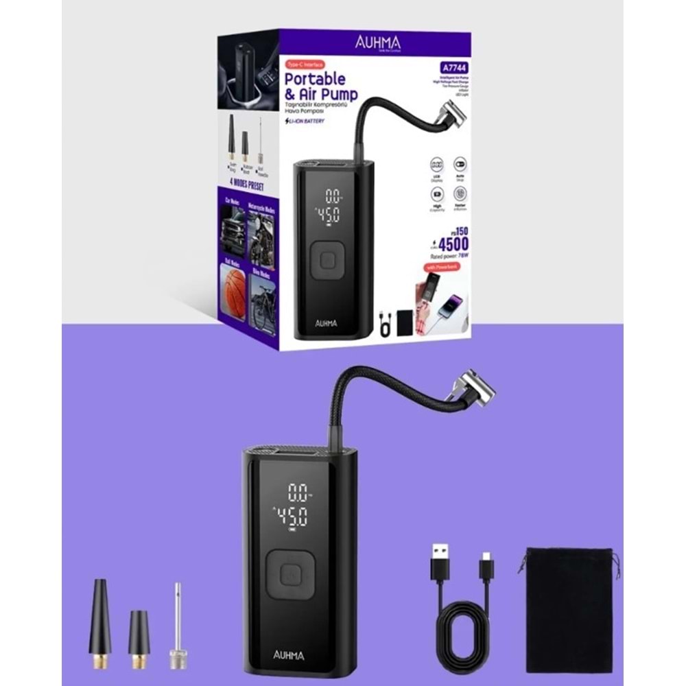 A7744 AUHMA HAVA KOMPRESÖRÜ ŞARJLI + POWERBANK *20
