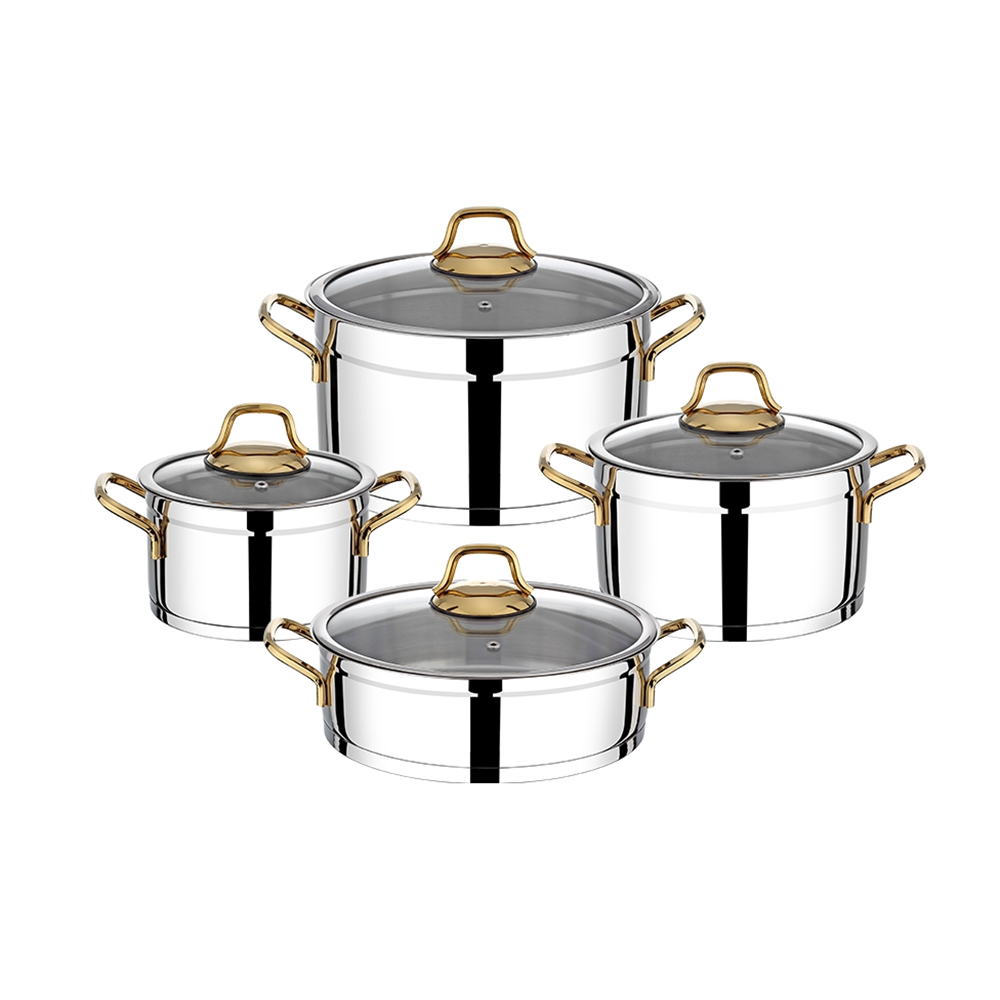 VİVALDİ G960 ROSSO ÇELİK TENCERE SETİ 8PRÇ