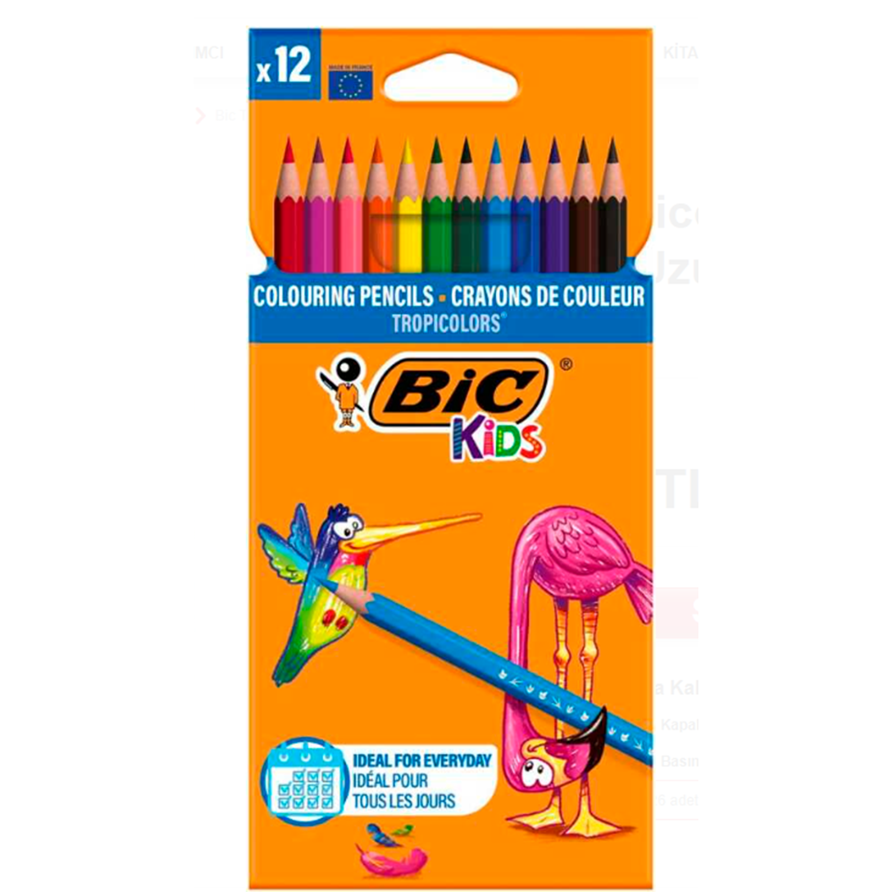 BİC KİDS TROPICOLORS KURU BOYA KALEMİ 12RENK*12