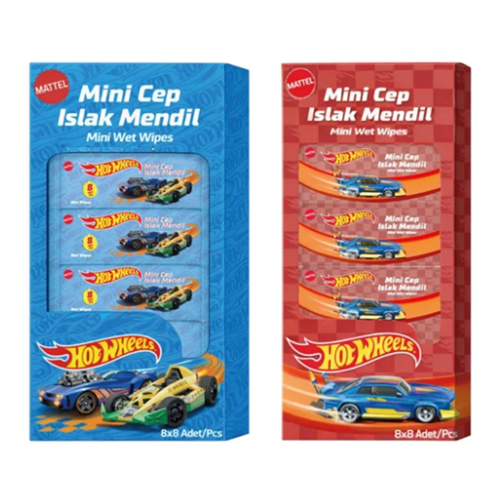HOTWHEELS MİNİ ISLAK CEP MENDİLİ 8X8 KUTULU*59