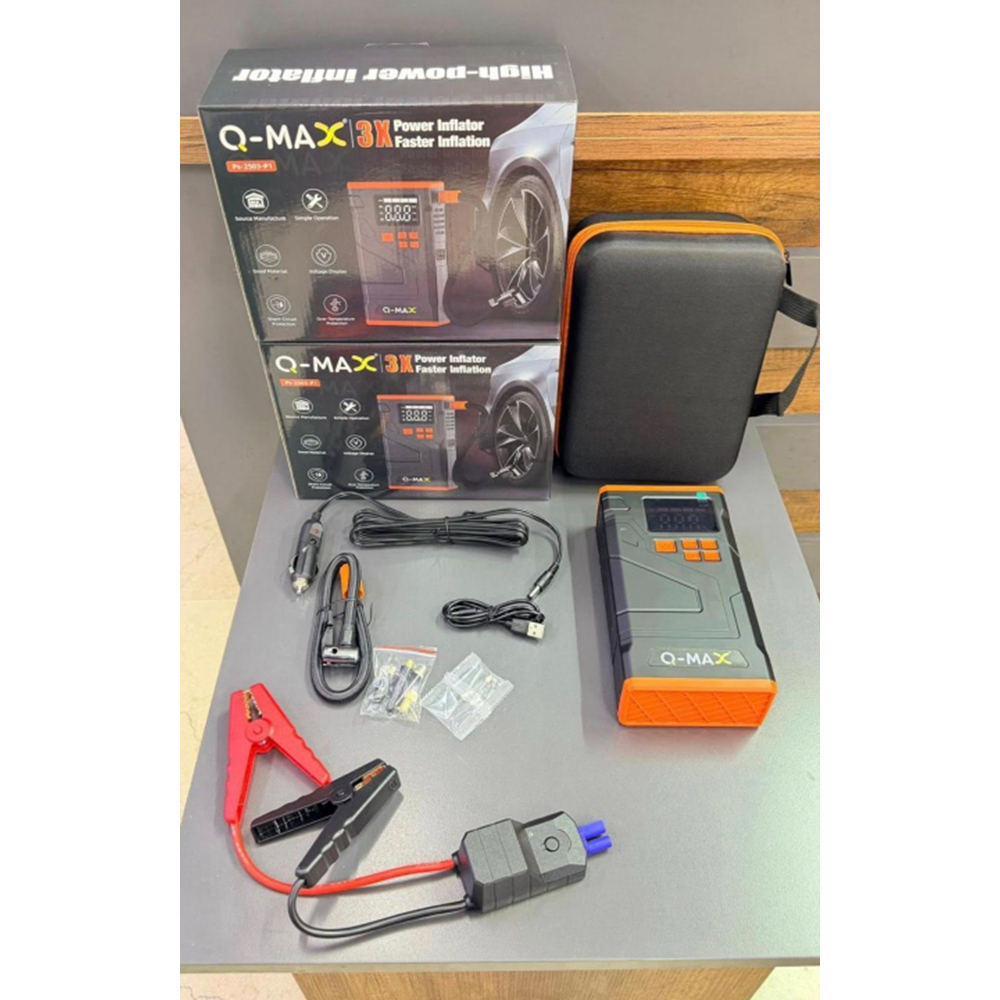 QMAX PS2503-P1 HAVA KOMPRESÖRÜ+POWERBANK*10