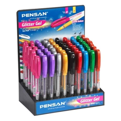 PENSAN 2280 GLITTER SİMLİ GEL KALEM 60LI STAND
