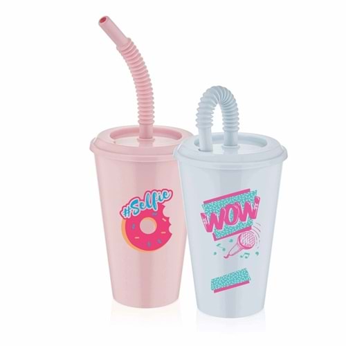 L00750 QLÜX PİPETLİ BARDAK SULUK LEMONADE 450ML*24