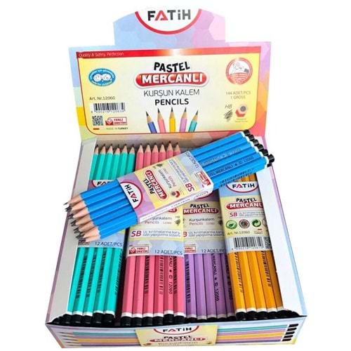 FATİH 12060 KURŞUN KALEM MERCANLI PASTEL RENK*144*24GRS