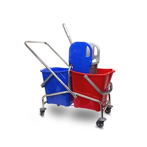 AFORM MPA101 ÇİFT KOVALI TEMİZLİK ARABASI KROM