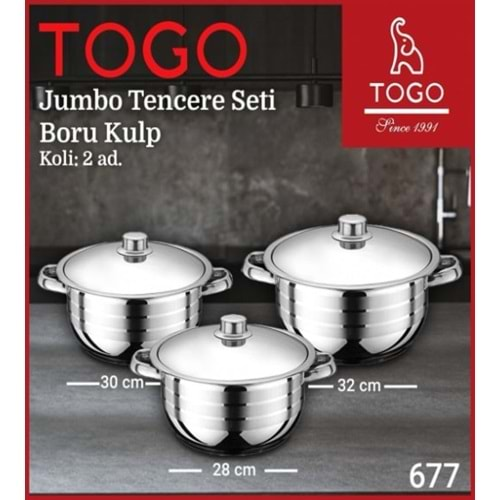 677 TOGO TENCERE SETİ ÇELİK BORU KULP 6 PRÇ. JUMBO*2