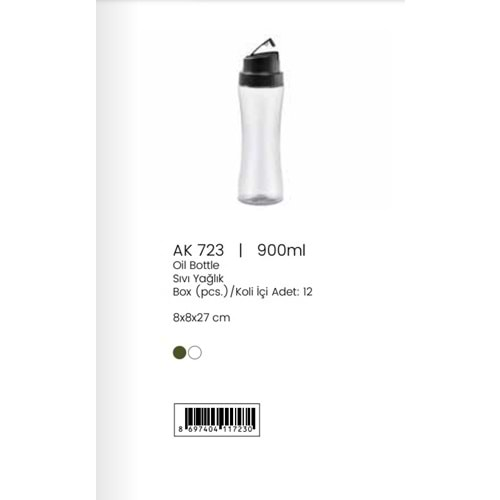 AK723 AKAY SIVI YAĞDANLIK SAFİR 900 ML.*12