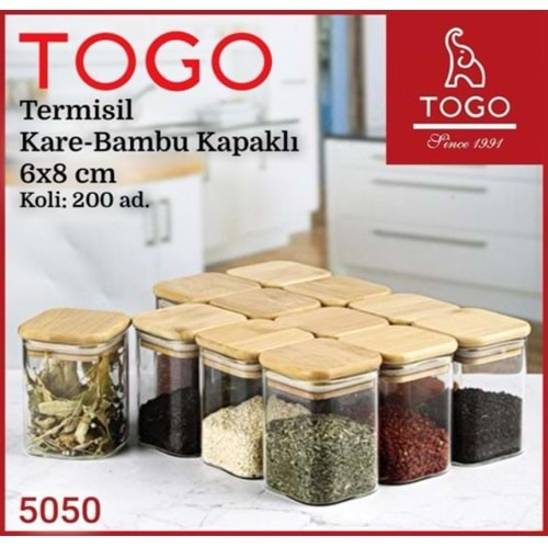 5050 TOGO KAVANOZ KARE BOROSİLİKAT 6X8CM*200