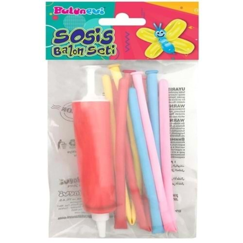 0018 SOSİS BALON SETİ 10 BALON + POMPA*6(12)