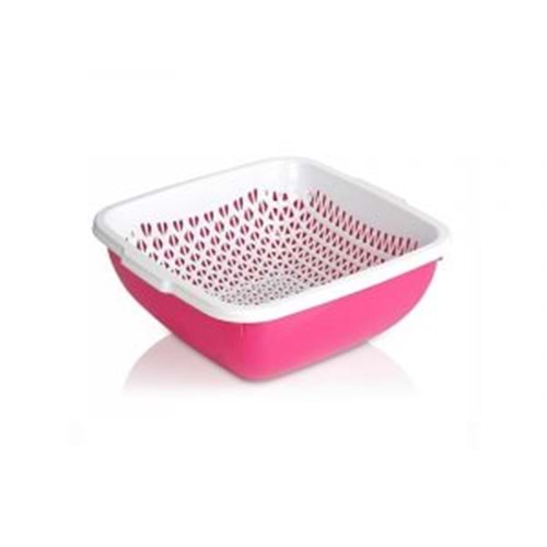 ÜÇSAN M090 SÜZGEÇLİ KARE KASE İKİLİ SET 4 LT*24