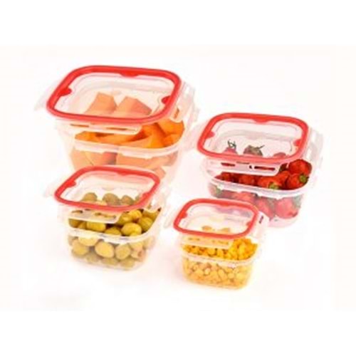 ÜÇSAN M1077 KİLİTLİ KARE SAKLAMA KABI 4 LÜ SET*24