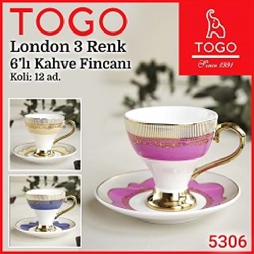 TOGO 5306 QS06 LONDON 3 RENK FİNCAN TAKIMI*12