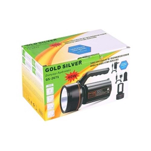 GS2671 GOLD SILVER EL FENERİ ŞARJLI LEDLİ 40W