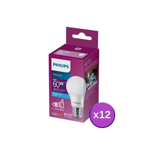 PHILIPS LED AMPUL 8W*12