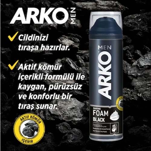 ARKO TRAŞ KÖPÜK 200 ML BLACK *6*24