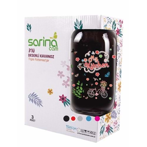 S679 SARİNA 3LÜ BERA DESENLİ KAVANOZ*6