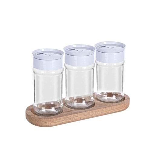 SARİNA S1404 AHŞAP STANDLI BAHARATLIK SETİ 3LÜ 220CC *12