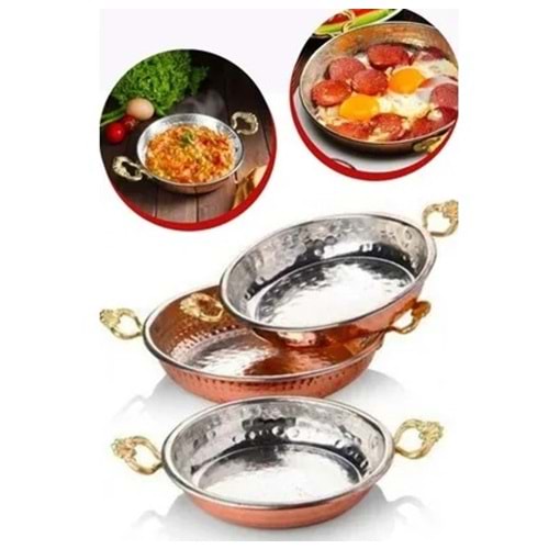 ZENLİFE BAKIR 4 NO(20 CM) ÇİFT KULP YUMURTA SAHANI*80