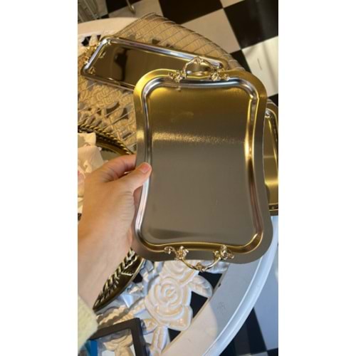 MANOR HOME MNR-TPSE197-177 İNCE İTALYAN GÜLLÜ KULP GÜMÜŞ TEPSİ