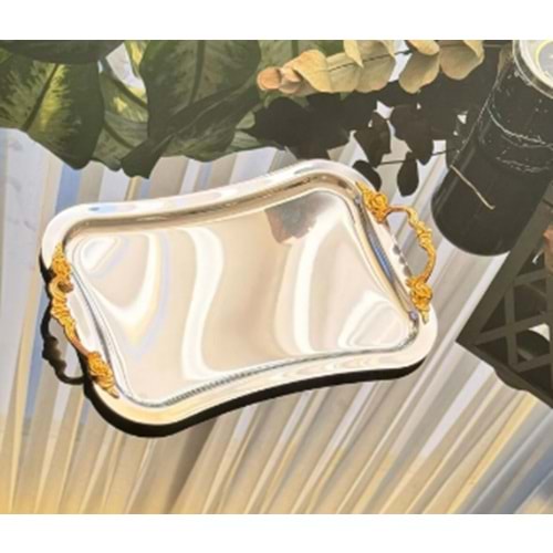 MANOR HOME MNR-TPSE508 DİK LİNA KULP KROM SUNUM TEPSİ