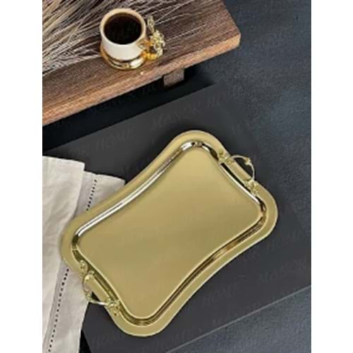 MANOR HOME MNR-TPSE511 İNCE İTALYAN LİNA KULP GOLD SUNUM TEPSİ