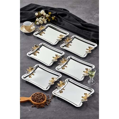 MANOR HOME MNR-TBKLB03 İTALYAN BEYAZ KELEBEK KULP KROM TEPSİ