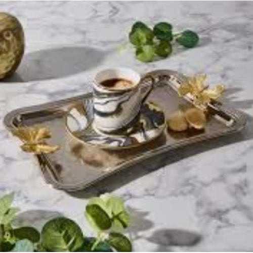 MANOR HOME MNR-TBKLB01 İNCE İTALYAN BEYAZ KELEBEK KULP KROM TEPSİ