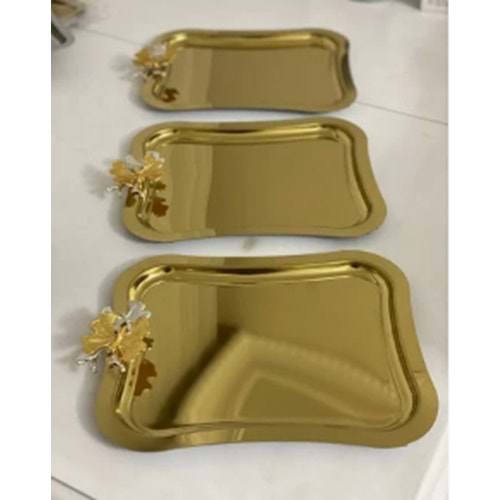 MANOR HOME MNR-TBKLB02 İNVE İTALYAN BEYAZ KELEBEK KULP GOLD TEPSİ