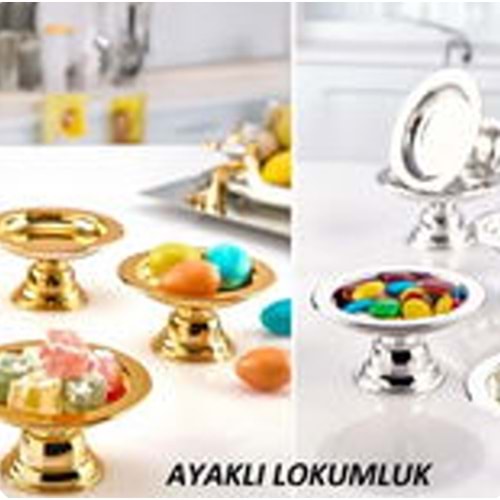 MANOR HOME MNR-EN0917 AYAKLI YENİ LOKUMLUK-MAKARONLUK GOLD-GÜMÜŞ