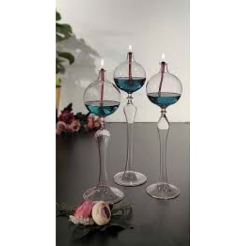 MANOR HOME MNR-KNDL04 3 LÜ AYAKLI CAM KANDİL DAMLA