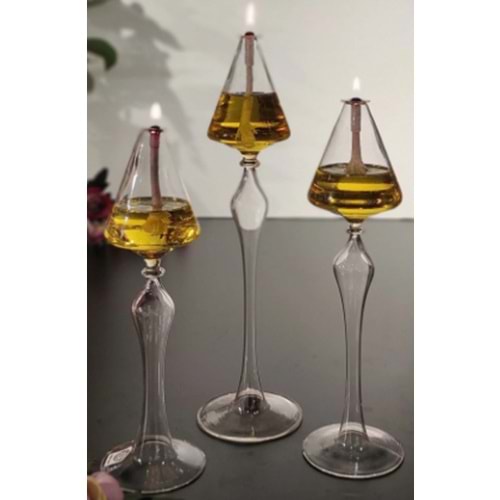 MANOR HOME MNR-KNDL02 3 LÜ AYAKLI CAM KANDİL KONİK