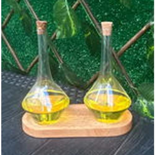 MANOR HOME MBL-ZY29 2 Lİ ELMAS MİNİ AHŞAP STANDLI CAM YAĞLIK*24