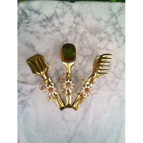 MANOR HOME MNR-ALT49 3LÜ BEYAZ PAPATYA GOLD MAŞA SET