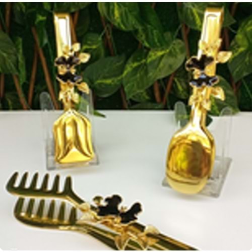 MANOR HOME MNR-ALT47 3LÜ SİYAH KELEBEK GOLD MAŞA SET