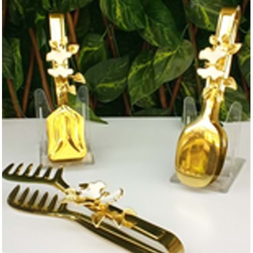 MANOR HOME MNR-ALT48 3LÜ BEYAZ KELEBEK GOLD MAŞA SET