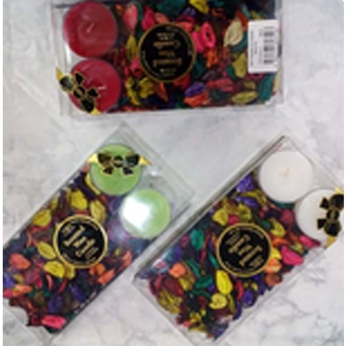 MANOR HOME MS0284-2 GÜL YAPRAKLI İKİLİ KAPSÜL MUM *12