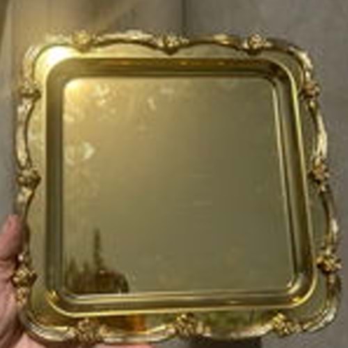 MANOR HOME MNR-TE013 KARE GÜLHANE GOLD SUNUM TEPSİSİ