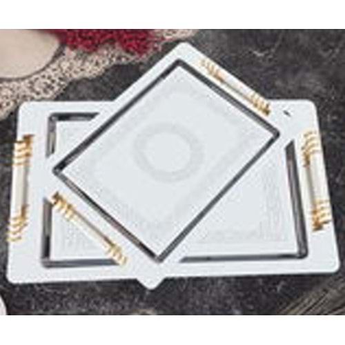 MANOR HOME MNR-ETN09 HANZADE GOLD 2 Lİ PASLANMAZ ÇAY TEPSİ*14