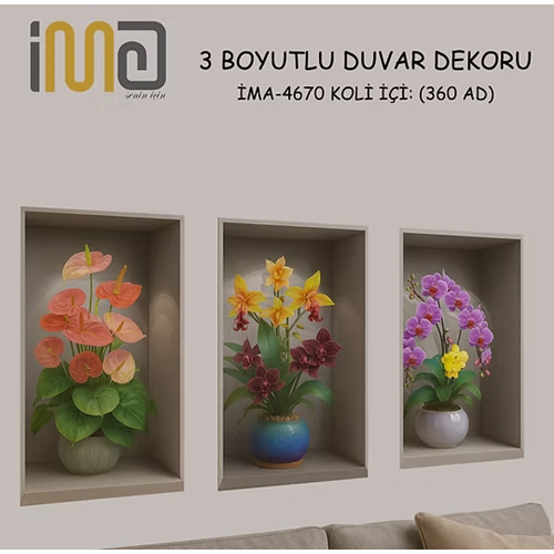 İMA4670 EV DEKORU 3D DUVAR İÇİN*360