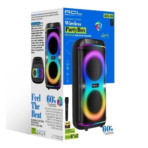 ACS26 ACL 60W HOPARLÖR MİKROFONLU PARTYBOX