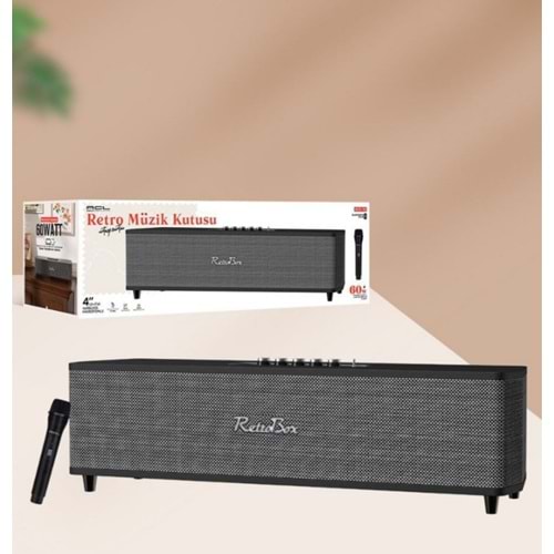ACS18 ACL 60W HOPARLÖR MİKROFONLU RETRO MÜZİK KUTUSU BT