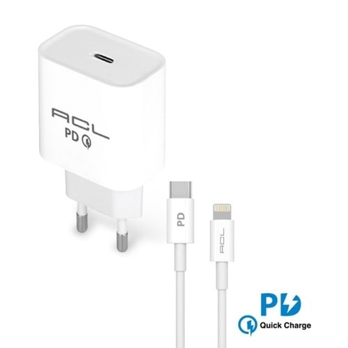 AC1 L3 ACL ŞARJ BAŞLIK+KABLO İPHONE PD 25 W*10