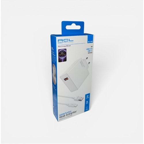 AC109 ACL ŞARJ BAŞLIK+KABLO TYPE-C 120W*10