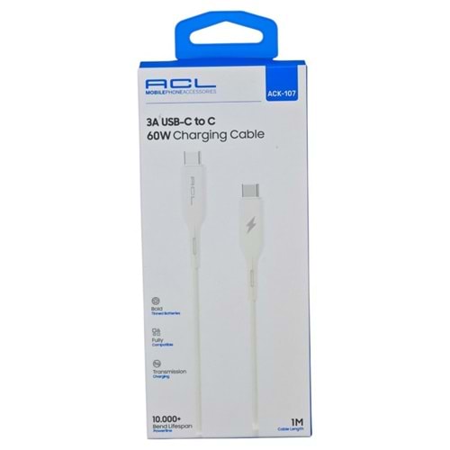 ACK107 ACL ŞARJ KABLO TYPE-C PD 60W*10