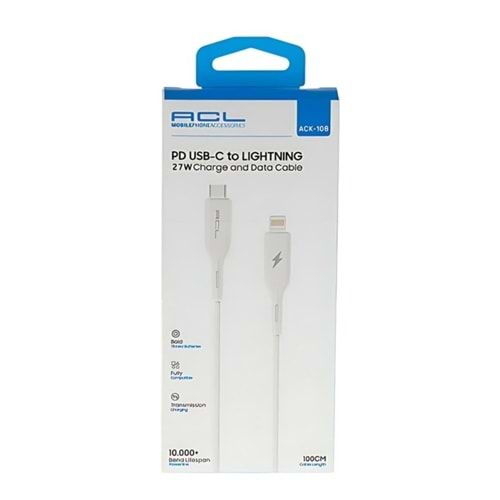 ACK108 ACL ŞARJ KABLO İPHONE LİGHTNİNG PD 27W*10