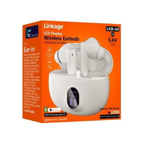 LKB40 LİNKAGE KABLOSUZ KULAKLIK LCD EKRANLI*200