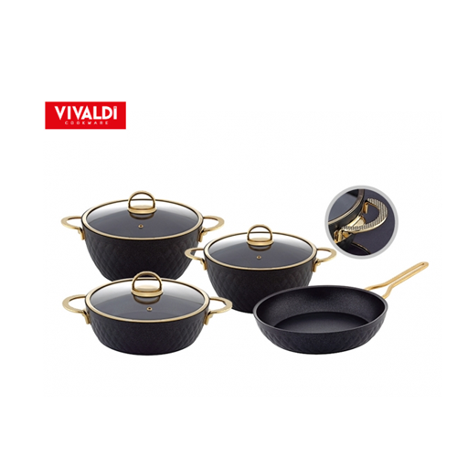 VİVALDİ L015 LİDYA DİAMOND GRANİT TENCERE SET 7 PARÇA