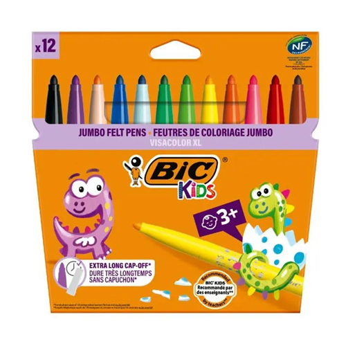 BİC KİDS JUMBO KEÇELİ BOYA KALEMİ 12RENK YIKANABİLİR*12