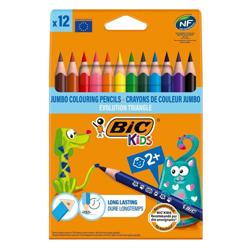 BİC KİDS JUMBO ÜÇGEN KURU BOYA KALEMİ 12RENK*12