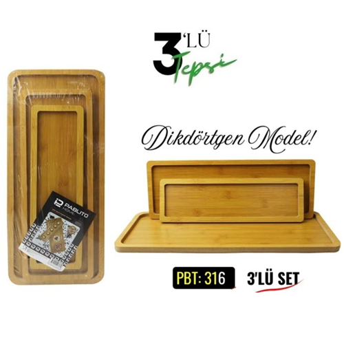 PBT316 PABLİTO MDF 3LÜ SUNUM TEPSİSİ